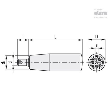 Elesa Cylindrical revolving handles, I.601/56+x-M6 I.601+x